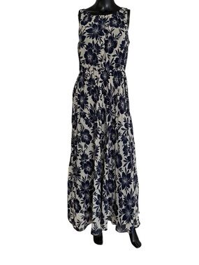 Jessica Howard Navy and White Floral Maxi Dress